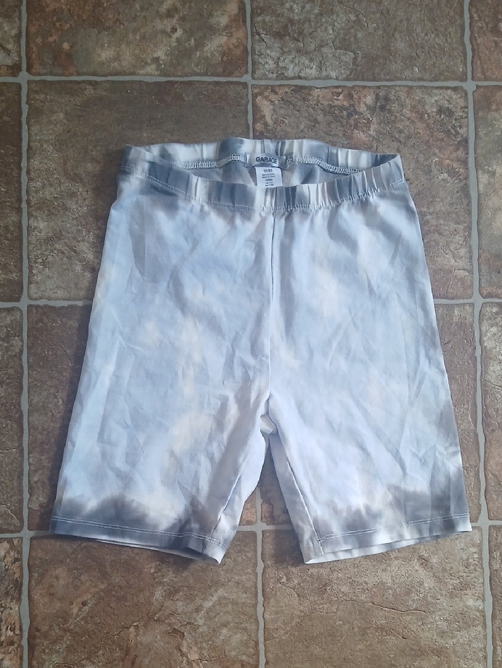 Garage White, Blue and Gray Tie-Dye Athletic Bike Shorts